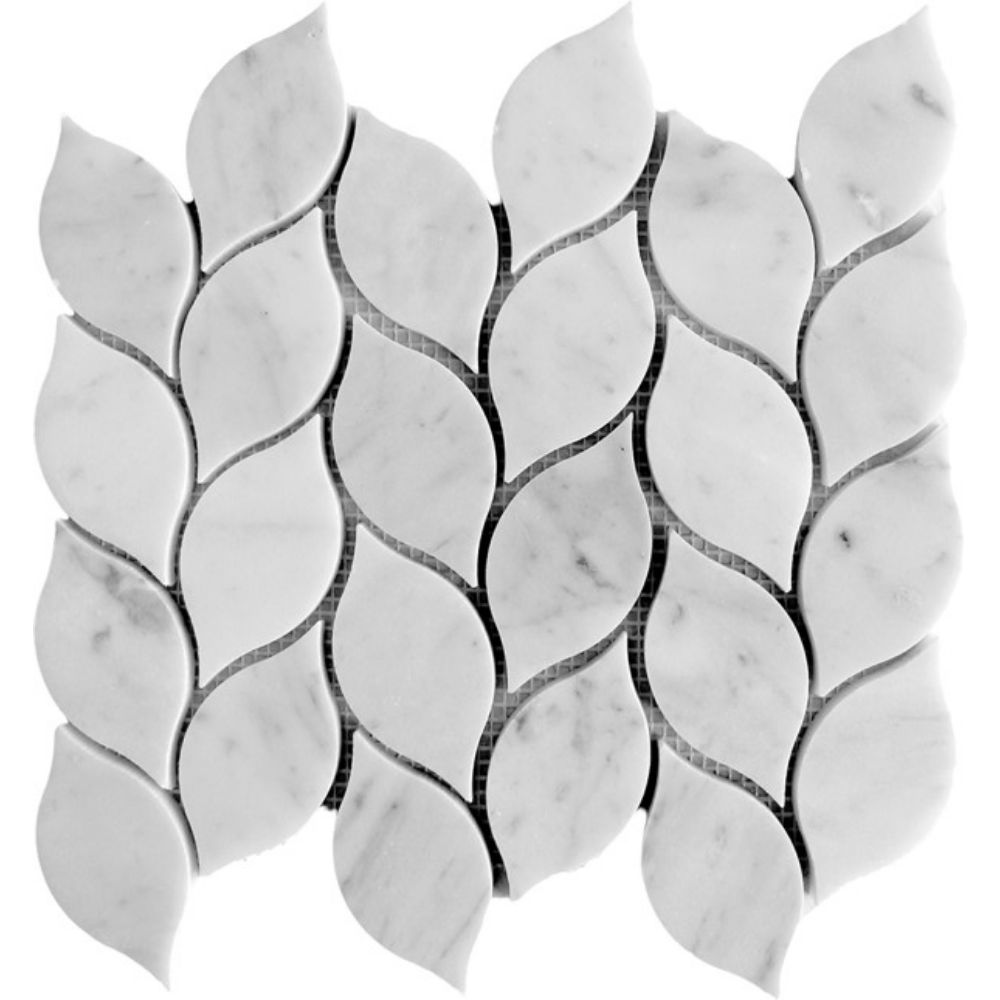 Belluno Designs AVA-1000 Ava 1.8" x 2.5"  Bianco Carrara Leaf Polished Mosaic Wall & Floor Tile